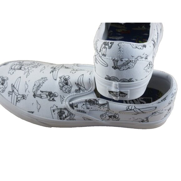 Vans Men's Classic Slip Low Tide Tropical Surf True White Black Shoes Size 11 - Picture 6 of 7